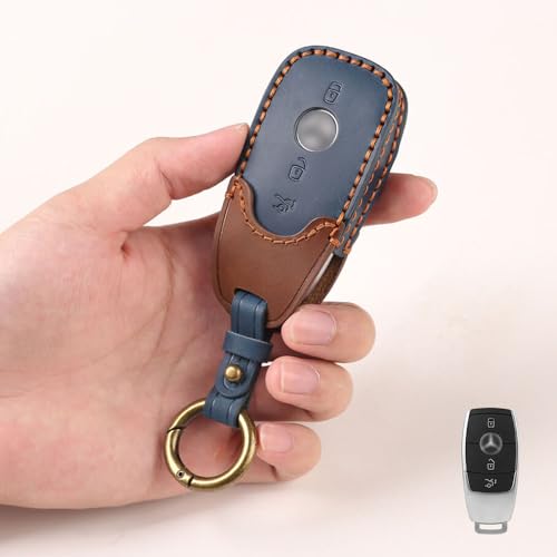 Image of keyzone dual leather key cover for Mercedes-Benz E-Class S-Class A-Class C-Class G-Class 2020 Onwards 4 button smart key