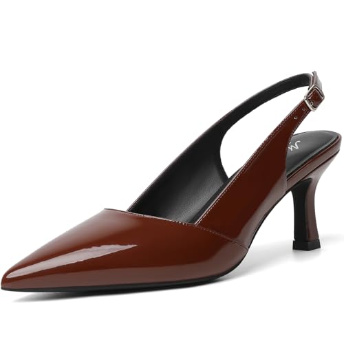 Image of Mostrin Kitten Heels for Women Slingback Pointed Closed Toe Heels Women's Pumps Shoes for Wedding, Party, Commuting