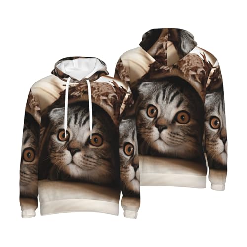 Sweat à capuche chat sous couverture homme pull polyester de sport - 7