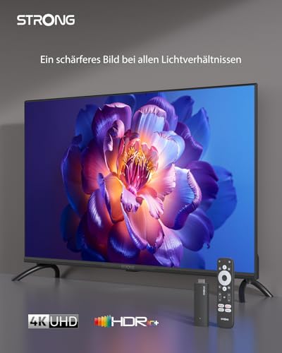 STRONG SRT41 4K UHD Google TV Stick, Android 11, WiFi, Integrierter Chromecast, Google Sprachassistent, HDR10+, Dolby Atmos, Netflix, Prime Video, YouTube, Disney+