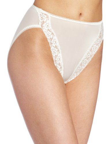 Wacoal Women's Bodysuede Lace Hi-Cut Panty Brief Panty, Ivory, 7