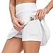 AINIC Tennis Skort Damen Golf Skort Mit Tasche Rock Mit Hose Drunter Tennisrock Sportrock Mit Hose Laufrock Sommer Minirock Mit Shorts Sport Skirt Für Fitness Workout Running Hockey (Weiß, S)