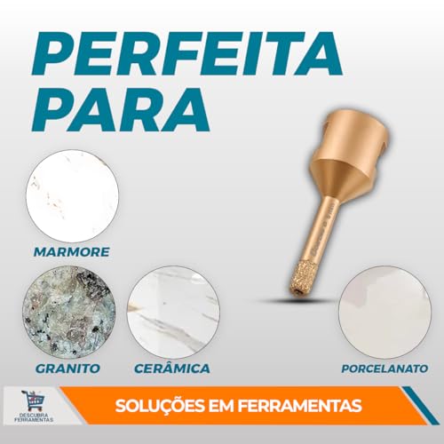 Serra Copo Diamantada Aço 8mm Cortag P/Esmerilhadeira Perfurar Cerâmica Granito Mármore Porcelanato