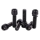 YANRUHFL Stainless Steel Black Allen Hex M5x16 18 20mm Tapered Head Bolt with Washer Screw, Pack of 6 (M5x18mm)