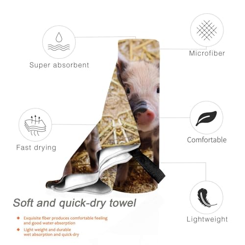 Serviette de bain EdWal cochon mignon en microfibre légère à séchage rapide