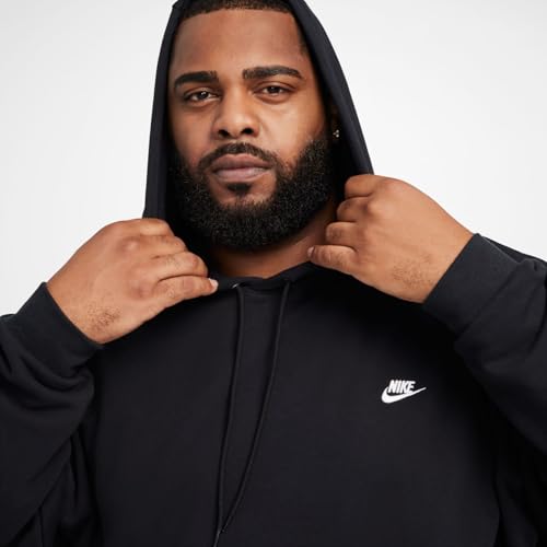 Nike Club Fleece Men's Oversized French Terry Pullover Hoodie (HJ1816-010, Black/Black/White)4