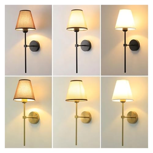 Aplique de pared de tela estilo americano premium E27 para salones sofisticados 4