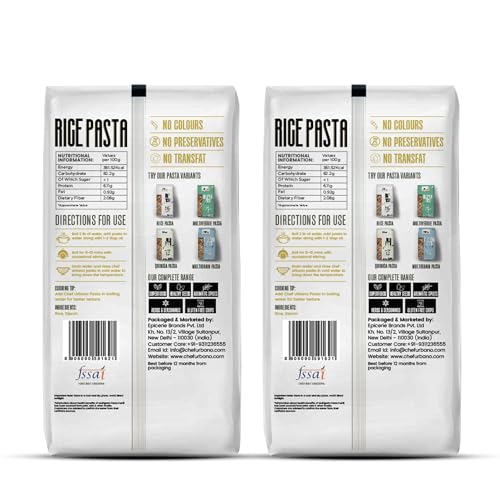 Image of Chef Urbano Gluten Free Rice Fusilli Pasta 250 Gms Pack of 2 | No Maida | No Wheat | No Transfat | Healthy Pasta | High Fibre | High Protein