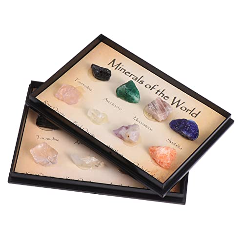 Milisten Natural Decorations 2 Boxes of Crystals Minerals Specimens Geology Study Collection