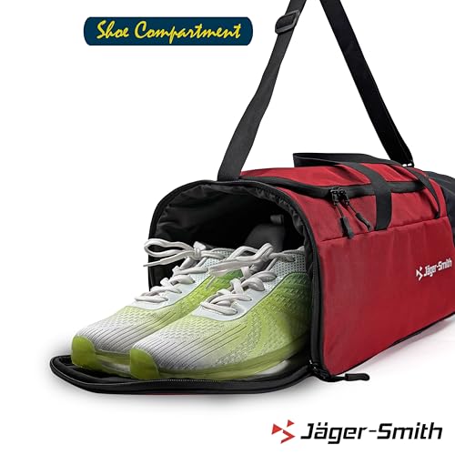 Image of Jager-Smith JSGB601(Black,Red) Unisex Gym Bag with Shoe Compartment