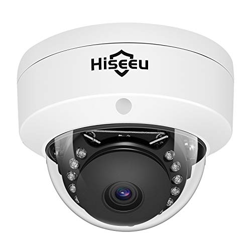 Hiseeu 5MP PoE Dome Security Camera with Audio, IP Network Camera for Indoor Outdoor Security,Add-on PoE Security Camera Waterproof, Mobile Remote Access,Super HD Night Vision