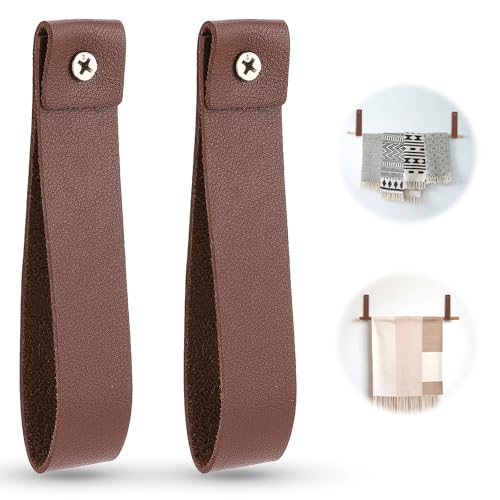 Piriuuo 2 Pcs PU Leather Wall Hooks, 1 x...