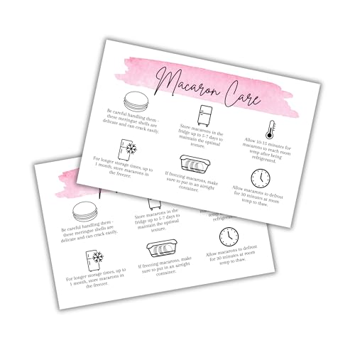 Herbal Plus, Macaron Care - Tarjetas de almacenamiento de instrucciones | Paquete de 30 unidades de 10 x 15 cm para panadería, panadería, pan de masa madre, macarrón,...