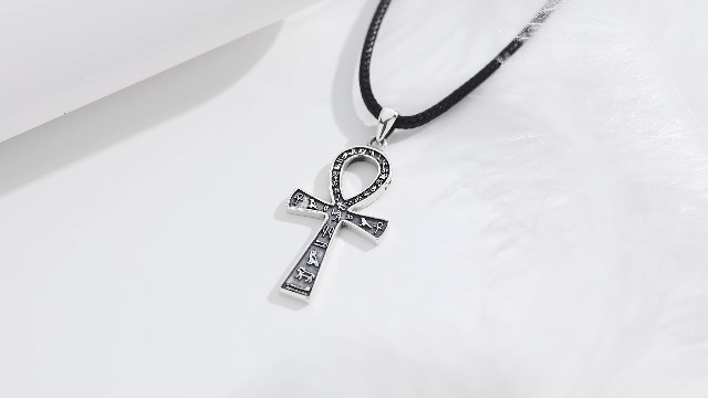 EUDORA Sterling Silver Ankh Cross Necklace for Women Men, Cross of