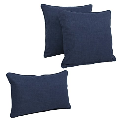 Blazing Needles Indoor/Outdoor Corded Throw Pillow Set, Azul 3 Count