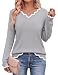 Kistore Pullover Damen Herbst V-Ausschnitt Lange Ärmel Damen Pulli Grau XL