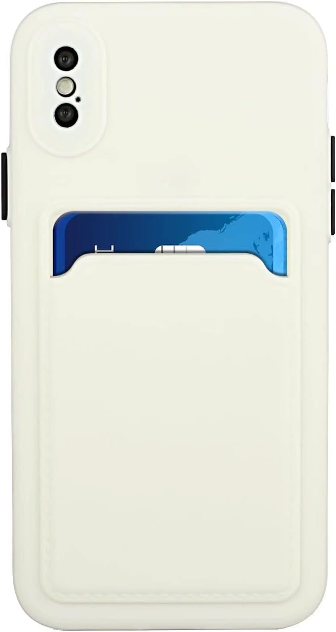 Miagon Matte Wallet Case for iPhone X/XS,Card Slot Bumper Slim Fit Protective Soft TPU Shockproof Cover with Cute Card Holder,White