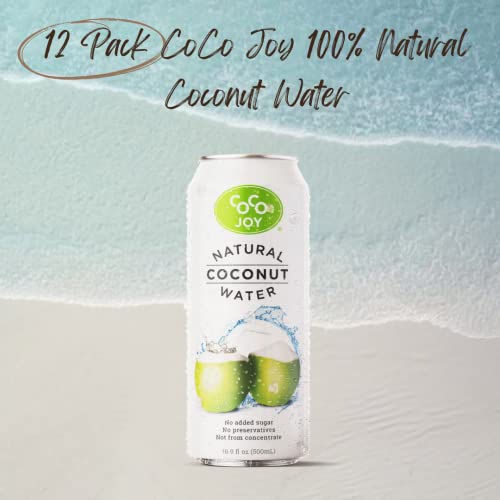 Coco Joy Natural Coconut Water, 100% Coconut Water, Fresh, Low-Calorie, High-Calcium, Nutrient-Rich Coconut-Water Drink With Electrolytes, Potassium, And Other Nutrients, 12 Pack #TOP1