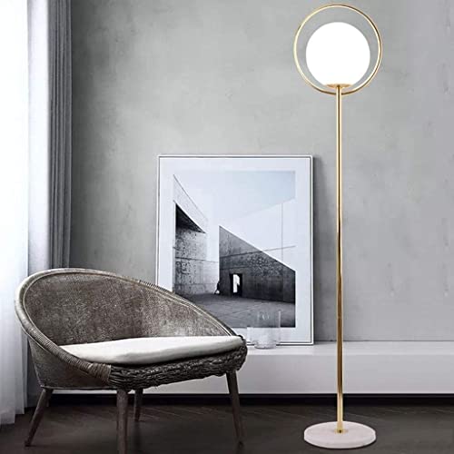 Lámparas altas de pie de metal con elegante base de mármol y sofisticada tulipa de cristal 7