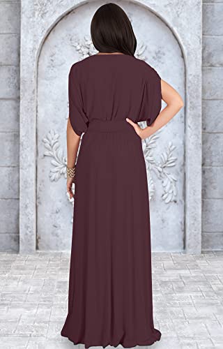 Image of KOH KOH Womens Long Semi-Formal Short Sleeve V-Neck Floor Length Maxi Dress Gown