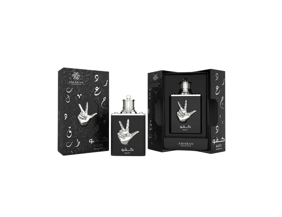 Kafu collection exclusive Eau de Parfum, Black Glass Bottle with Silver Hand Design, Luxury Arabic Fragrance for men 100ml