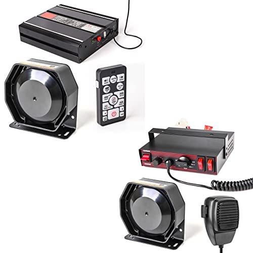 SMALLFATW Police Siren Set Wireless Remote Siren and Button Control Siren, 130DB 200 Watt Dual 20A Auxiliary Switch, Emergency Siren for Car Truck Vehicles