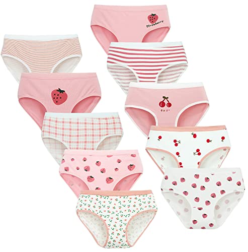 Panegy Girls Cotton Underwear with Lace Trim Soft Breathable Briefs