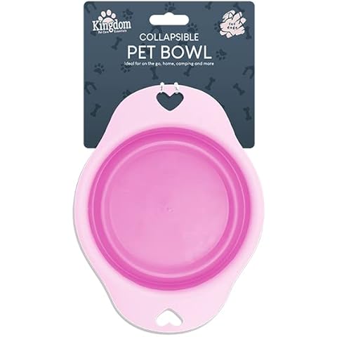 Extendable Pet Feeding Travel Dog Bowl Portable Feeder Collapsible Large Foldable Food Water Bowl Ideal For Small Pet Indoor And Outdoor Activity Pack Of 1 (19cm X 24cm, pink) Cover