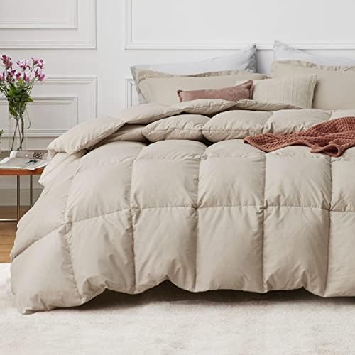 Bedsure Beige Queen Comforter Set - Beige Basket Weave Pattern Down Alternative Comforter Set Box Stitching Duvet Insert, Lightweight All Season Bedding Set with 2 Pillow Shams