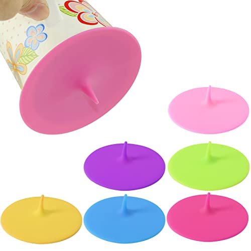 Disnace 6 Stücke Silikon Deckel für Tasse, Silikondeckel für Trinkgläser, Silikon Glasabdeckung Anti Staub, Silikondeckel Wiederverwendbarer Glas, Bunt Becher Deckel für Kaffee Mug Bierkrug (10cm) Cover
