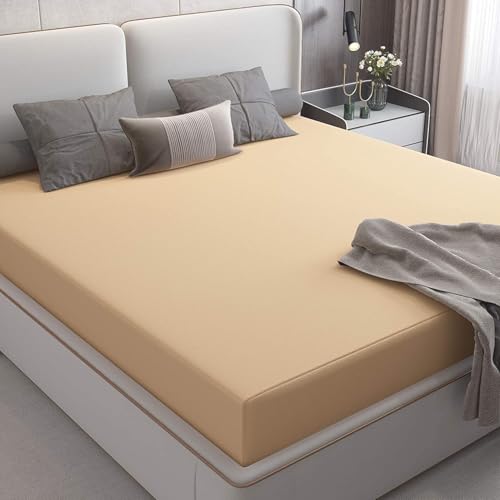 Image of Cotton Feel Terry 72x48 inch Ultra Soft Waterproof Mattress Protector King Size | Breathable Hypoallergenic Mattresses Cover for King Size Bed (Beige)