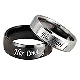 Beydodo Couple Rings for Him and Her Stainless Steel, Wedding Bands Jewelry Rings Engraved Her...