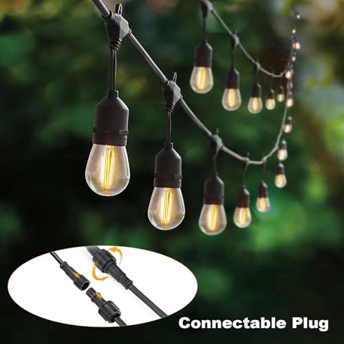 Spacelumen 49FT Outdoor String Lights Mains Powered, 16 Pcs 2W S14 LED E27 Screw Bulb, 2700K Warm White S14 Garden String Festoon Lights for Patio Party Wedding Yard Gazebo - Image 5