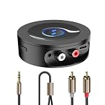 Bluetooth 5.2 Receiver for Home Stereo, RCA & 3.5mm AUX Out put, Wireless Audio Adapter for Stereo Receiver&Amplifier, Low Latency HiFi Music Streaming