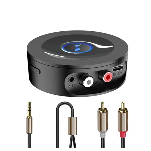 Bluetooth 5.2 Receiver for Home Stereo, RCA & 3.5mm AUX Out Put, Wireless Audio Adapter for Stereo Receiver&Amplifier, Low Latency HiFi Music Streaming