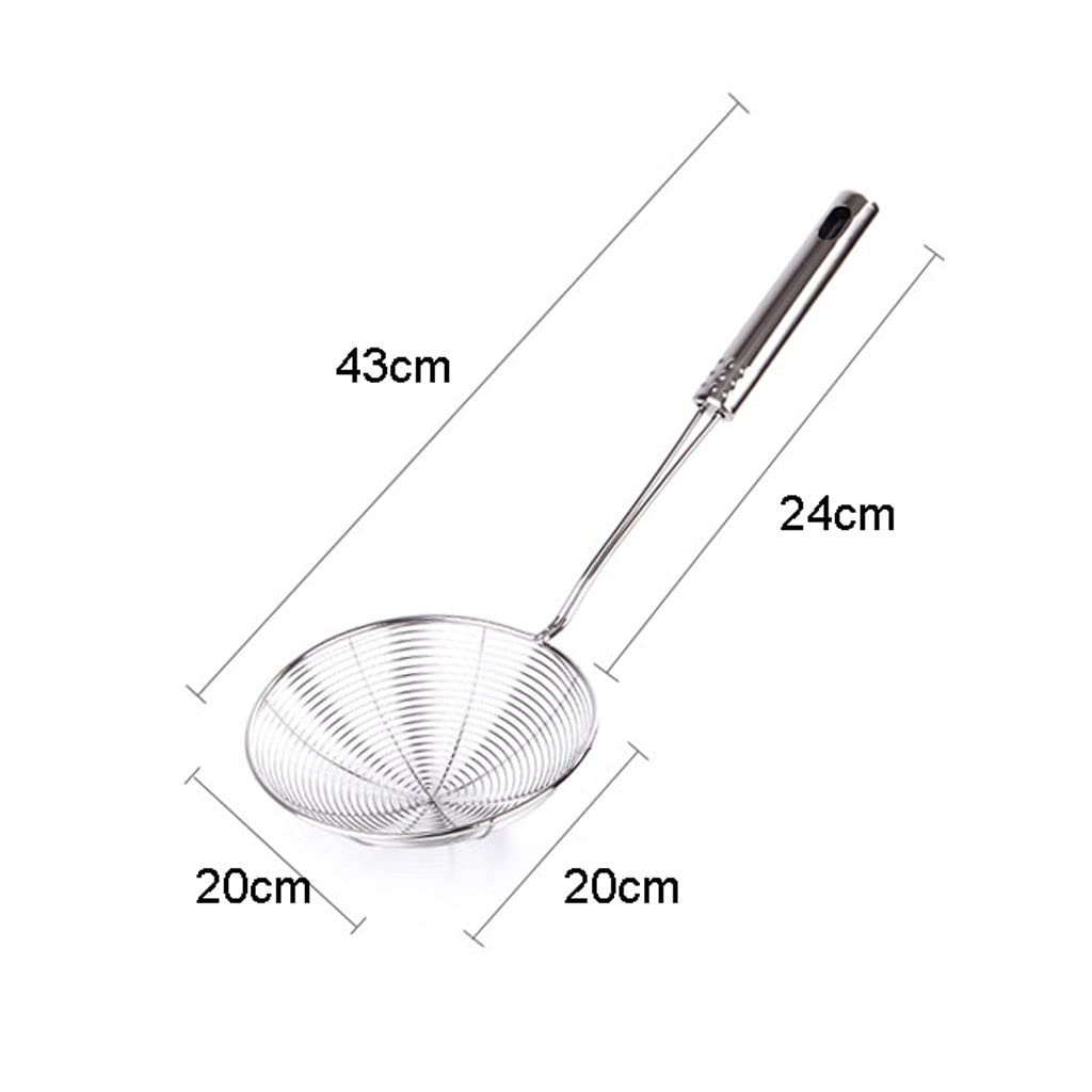 Sitko do makaronu Gotowanie Skimmer Odporny na wysokie temperatury Durszlak siatkowy ze stali nierdzewnej z długim uchwytem Narzędzia kuchenne Skimmery (rozmiar: 20 cm)