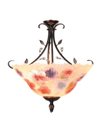 Dale Tiffany TH10492 Tiffany Hand-Painted Flush Mount Light, Antique Golden