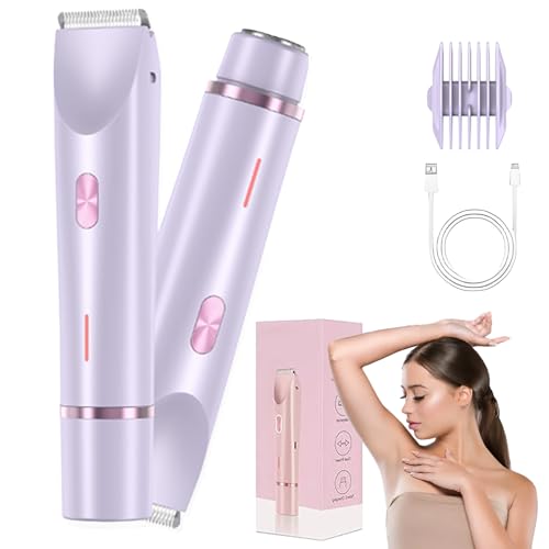 Sianova Rasierer Bloomshave - 2-In-1 Damen Körperrasierer Damenrasierer Elektrisch Trimmer Damen Intimbereich IPX7 Wasserdicht Nass Trockenrasierer für Achseln Beine Bikinizone (Lila)