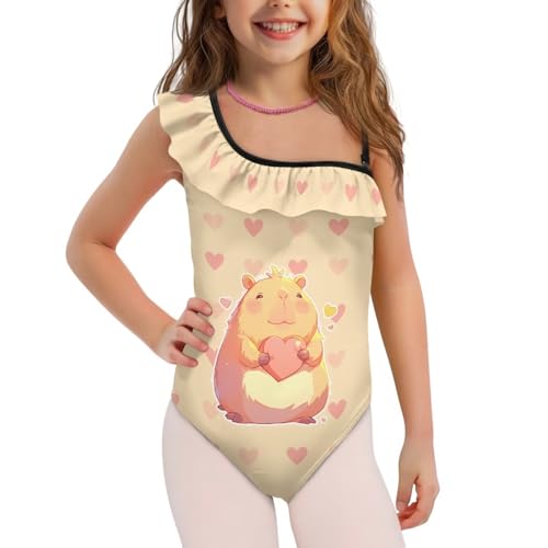 Image of Girls Swimsuit One Piece Ruffle Swimsuit Non-Slip Straps UPF 50+ for Girls Size 3-14 Years