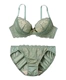 [ニッセン] ヌーディカラーレース ブラジャー・ショーツセット モスグリーン F90/3L