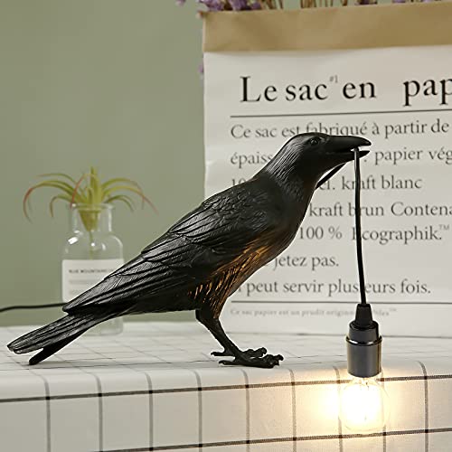 Raven Table Lamp Birds Desk Lamp Resin Crow Wall Sconce Creative Night Light Modern Art Fixture For Living Room Bedside Bedroom Office Study Dorm Decor With Us Plug, Black (Bulb Included) #TOP2