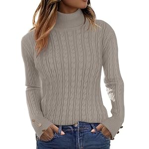 ZESICA Women’s Turtleneck Cable Knit 2024 Fall Winter Long Sleeve Pullover Sweaters