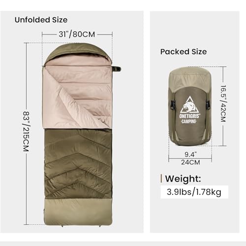 OneTigris Trailnap Bolsa de Dormir 3 Estaciones Extra Ancha y Cálida para Camping y Senderismo miniatura 4
