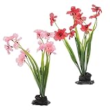 Cabilock 水槽用人工植物 リアル造花水草 プラスチック製水槽装飾 2個セット