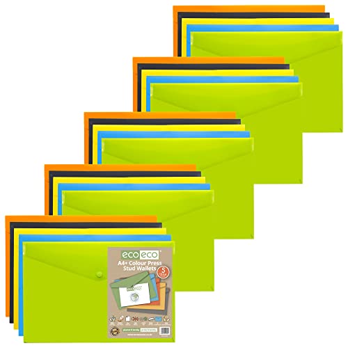 Presse Portefeuilles A4+ eco-eco Chemise Plastique Bouton Pression x25