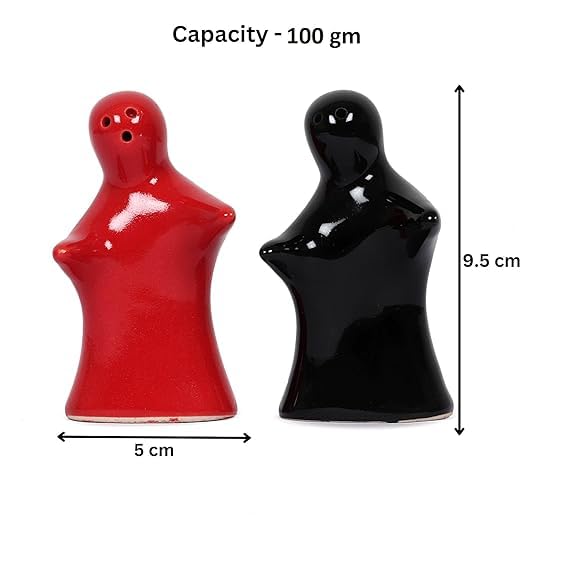 Image of Qimacplus Hug Design Salt and Pepper Shakers Charming Couple Set for Retro Farmhouse Decor, Ideal Kitchen Accessories for Home Decor (Red & Black)