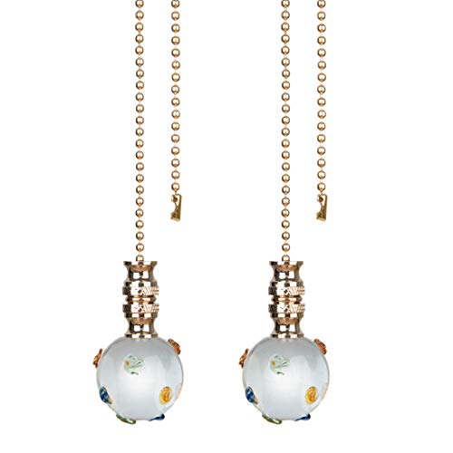 Image of Ceiling Fan Pull Chain, Fan Pulls Set with Connector, 2 Pack Crystal Colorful Point Fan Pull Extension for Light Fan Chain
