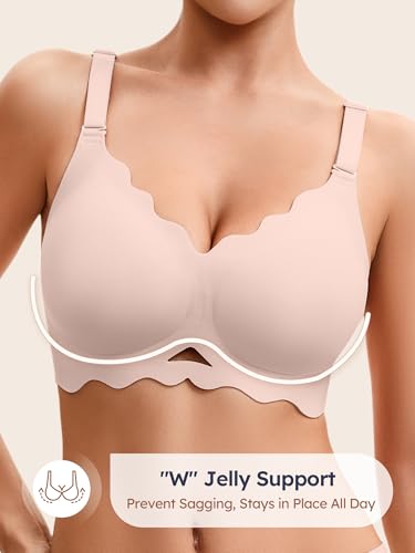 Image of Wireless Jelly Bras for Women No Underwire Seamless Full Coverage Bra with Support Comfort T-Shirt Bralette