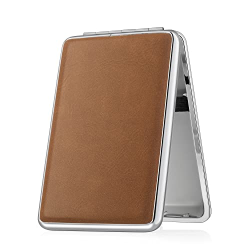 2 x PU-leren sigarettenetui metaal zwart/bruin voor 14 sigaretten met elastiek - sigarettendoosje voor dames en heren - sigarettenetui met geschenkdoos - Afbeelding 6