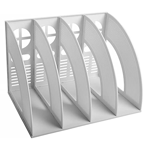 KXF Arched File Organiser Desktop File Organizer for A4 Documents File Holder Office Desk Storage Kitchen Organiser Plastic File Rack Dividers 4 Compartments File Frame Cabinet For Home School